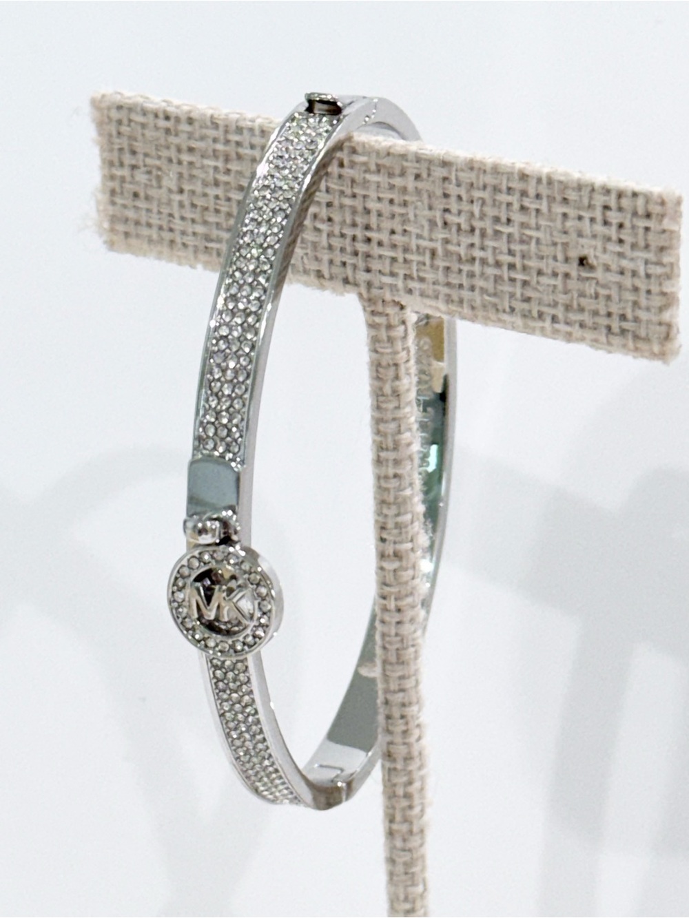 Michael Kors Pavé Logo Silver-Tone Bangle Bracelet - Picture 3 of 6